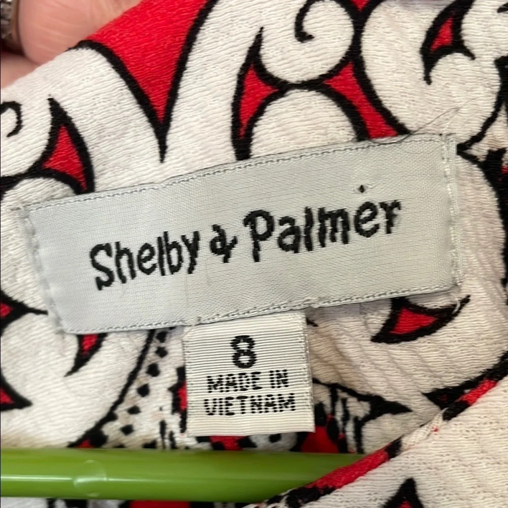 Shelby & Palmer Red and White Pattern Sheath Dress | Size 8